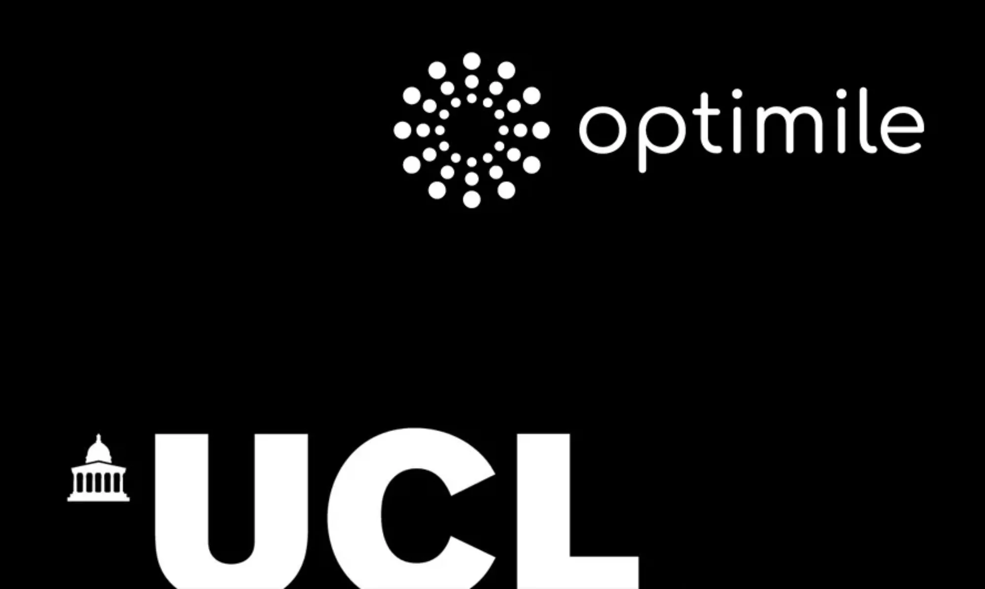 Black background with white logos of Optimile and UCL.